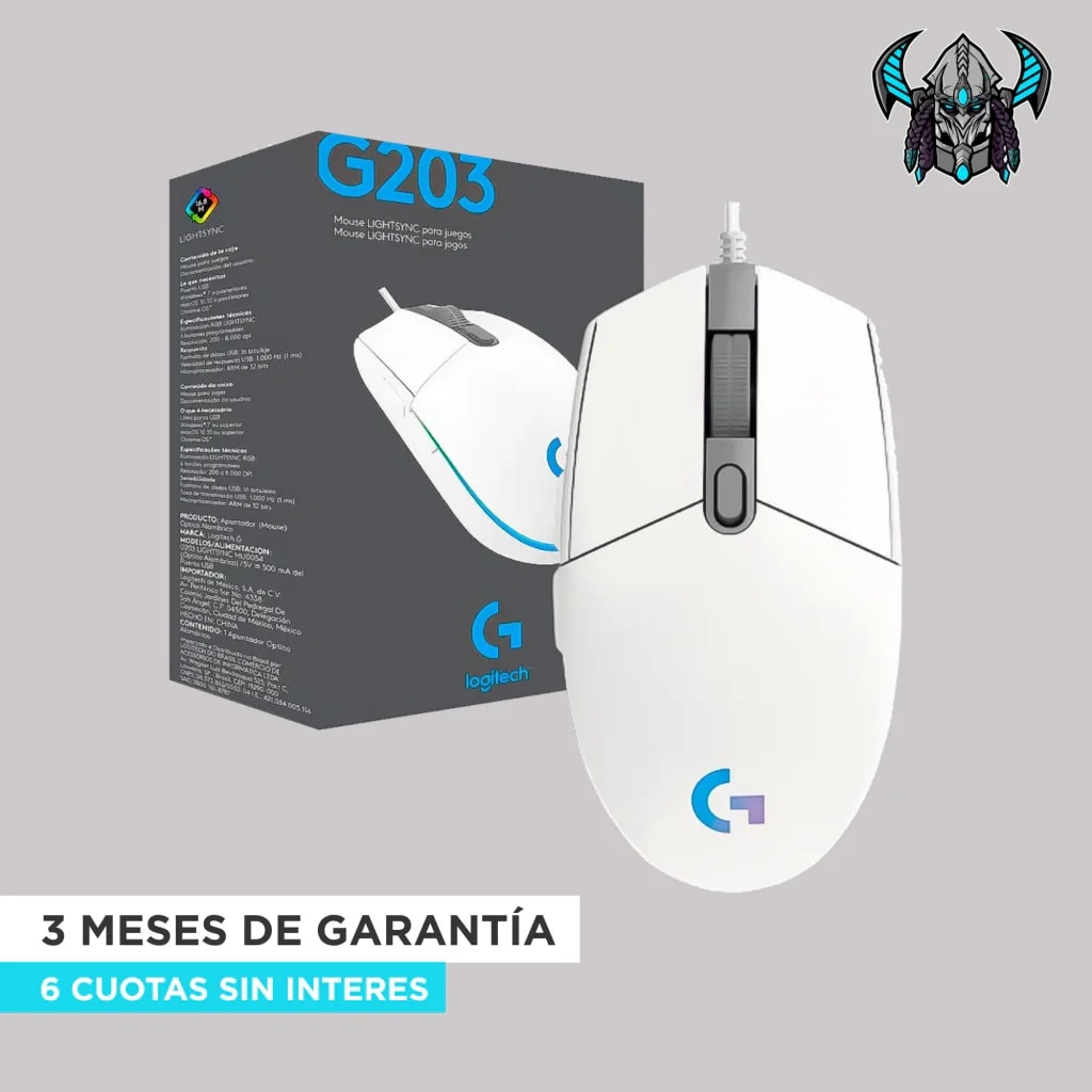 MOUSE LOGITECH G203 LIGHTSYNC WHITE